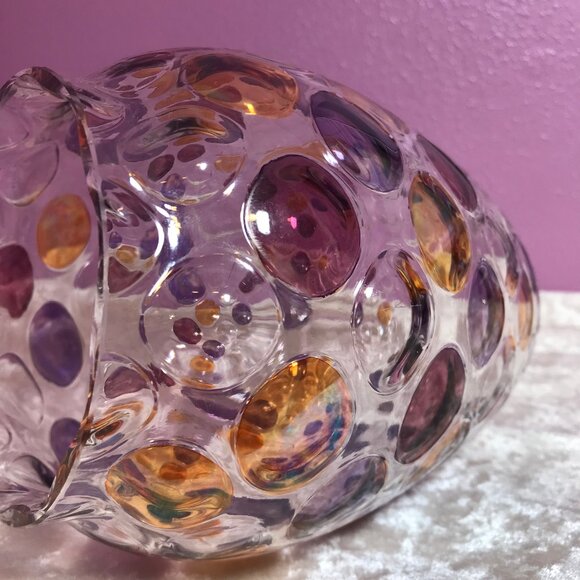 Mid Century Nemo Borske Sklo Czech * Optical Dot Glass Ball Vase Bohemia Crystal - Picture 10 of 11